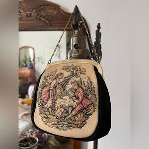 Vintage Tapestry Women snap clasp Bag